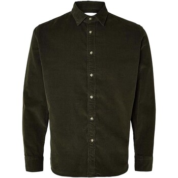 Abbigliamento Uomo Camicie maniche lunghe Selected Slhregowen-Cord Shirt Ls Noos Verde