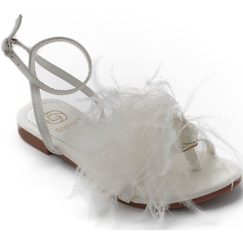 Scarpe Donna Sandali Malu Shoes Pantofoline donna sandalo basso bianco raso terra piume peluche Bianco