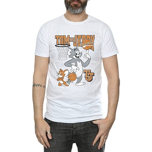 Abbigliamento Uomo T-shirts a maniche lunghe Dessins Animés Spinning Basketball Bianco