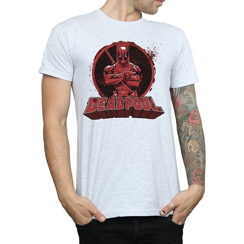 Abbigliamento T-shirts a maniche lunghe Deadpool Arms Crossed Grigio