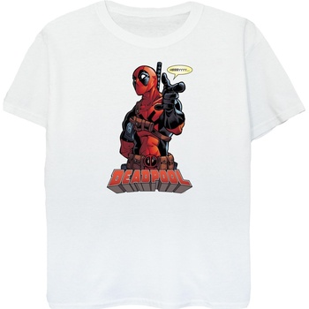 Abbigliamento T-shirts a maniche lunghe Deadpool Hey You Bianco