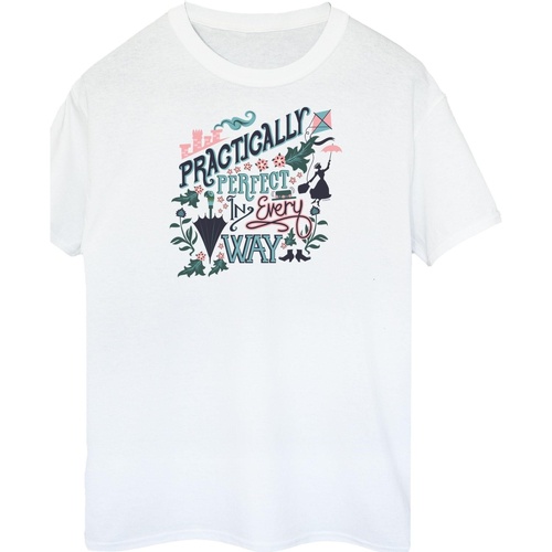 Abbigliamento Donna T-shirts a maniche lunghe Mary Poppins Practically Perfect In Every Way Bianco