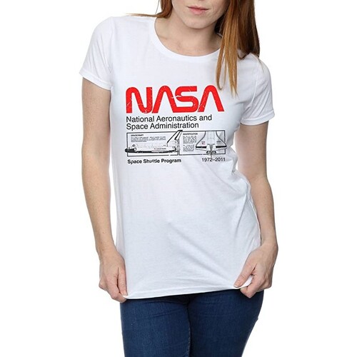 Abbigliamento Donna T-shirts a maniche lunghe Nasa Classic Space Shuttle Bianco