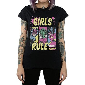 Abbigliamento Bambina T-shirts a maniche lunghe Marvel Girls Rule Nero