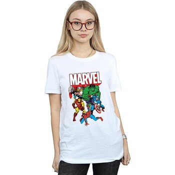 Abbigliamento Donna T-shirts a maniche lunghe Marvel Hero Group Bianco