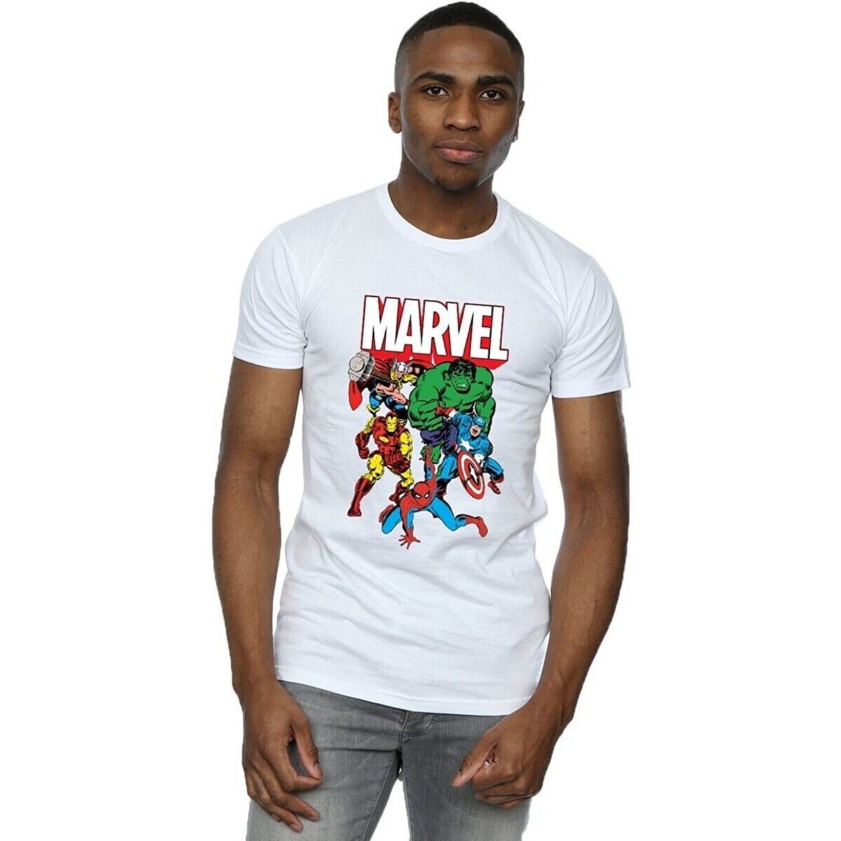 Abbigliamento Uomo T-shirts a maniche lunghe Marvel Hero Group Bianco