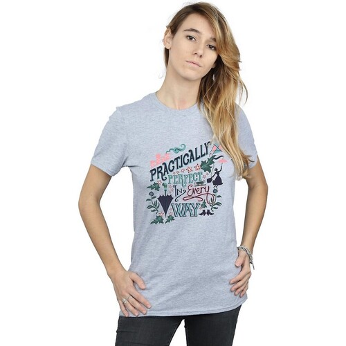 Abbigliamento Donna T-shirts a maniche lunghe Mary Poppins Practically Perfect In Every Way Grigio