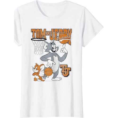Abbigliamento Donna T-shirts a maniche lunghe Dessins Animés Spinning Basketball Bianco