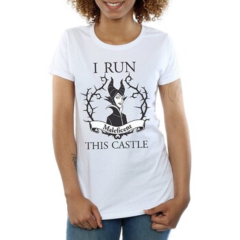 Abbigliamento Donna T-shirts a maniche lunghe Maleficent I Run This Castle Bianco