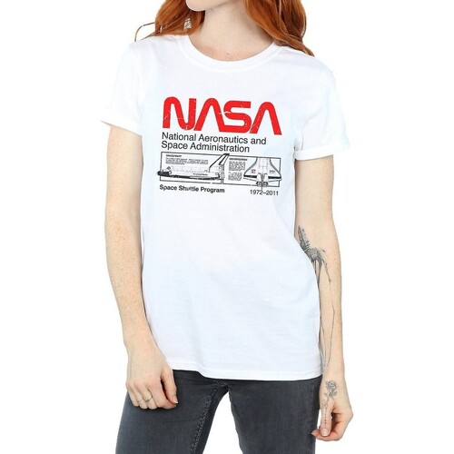 Abbigliamento Donna T-shirts a maniche lunghe Nasa Space Shuttle Bianco