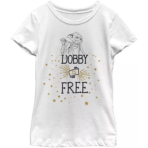 Abbigliamento Bambina T-shirts a maniche lunghe Harry Potter Dobby Is Free Bianco