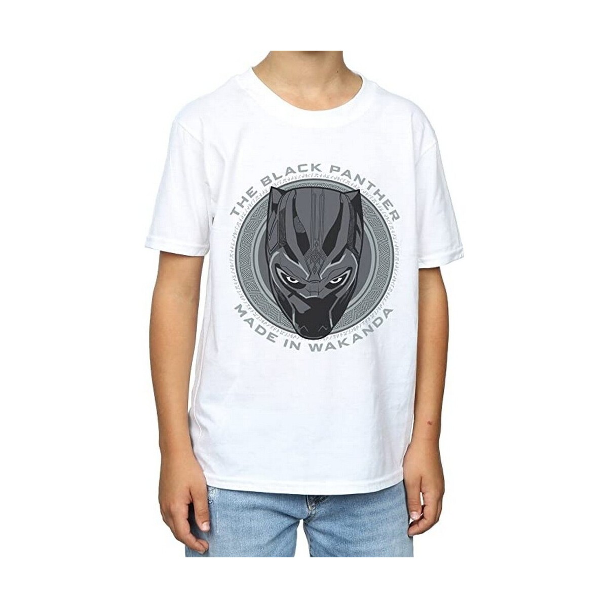 Abbigliamento Bambino T-shirt maniche corte Black Panther Made In Wakanda Bianco