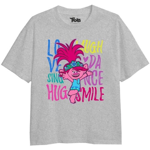 Abbigliamento Bambina T-shirts a maniche lunghe Trolls Love Laugh Sing Grigio