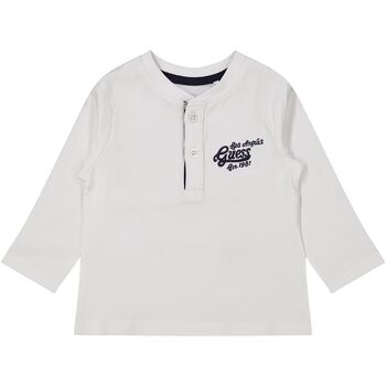 Abbigliamento Bambino T-shirts a maniche lunghe Guess LS HENLEY T-SHIRT Bianco