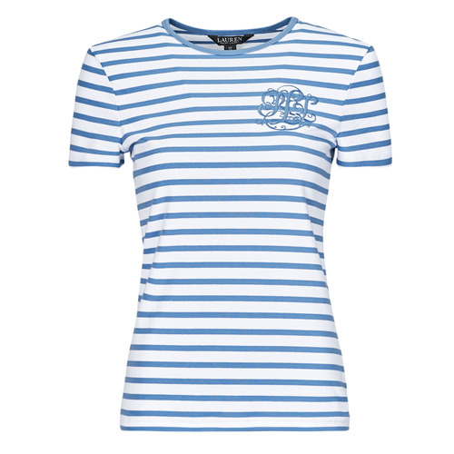 Abbigliamento Donna T-shirt maniche corte Lauren Ralph Lauren ALLI-SHORT SLEEVE-T-SHIRT Bianco / Blu