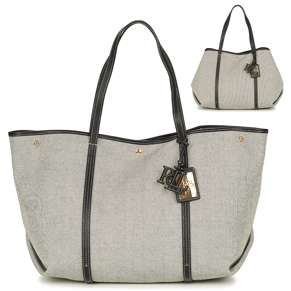 Borse Donna Tote bag / Borsa shopping Lauren Ralph Lauren EMERIE TOTE LARGE Nero / Beige