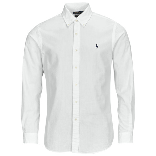 Abbigliamento Uomo Camicie maniche lunghe Polo Ralph Lauren CHEMISE COUPE DROITE EN SEERSUCKER Bianco