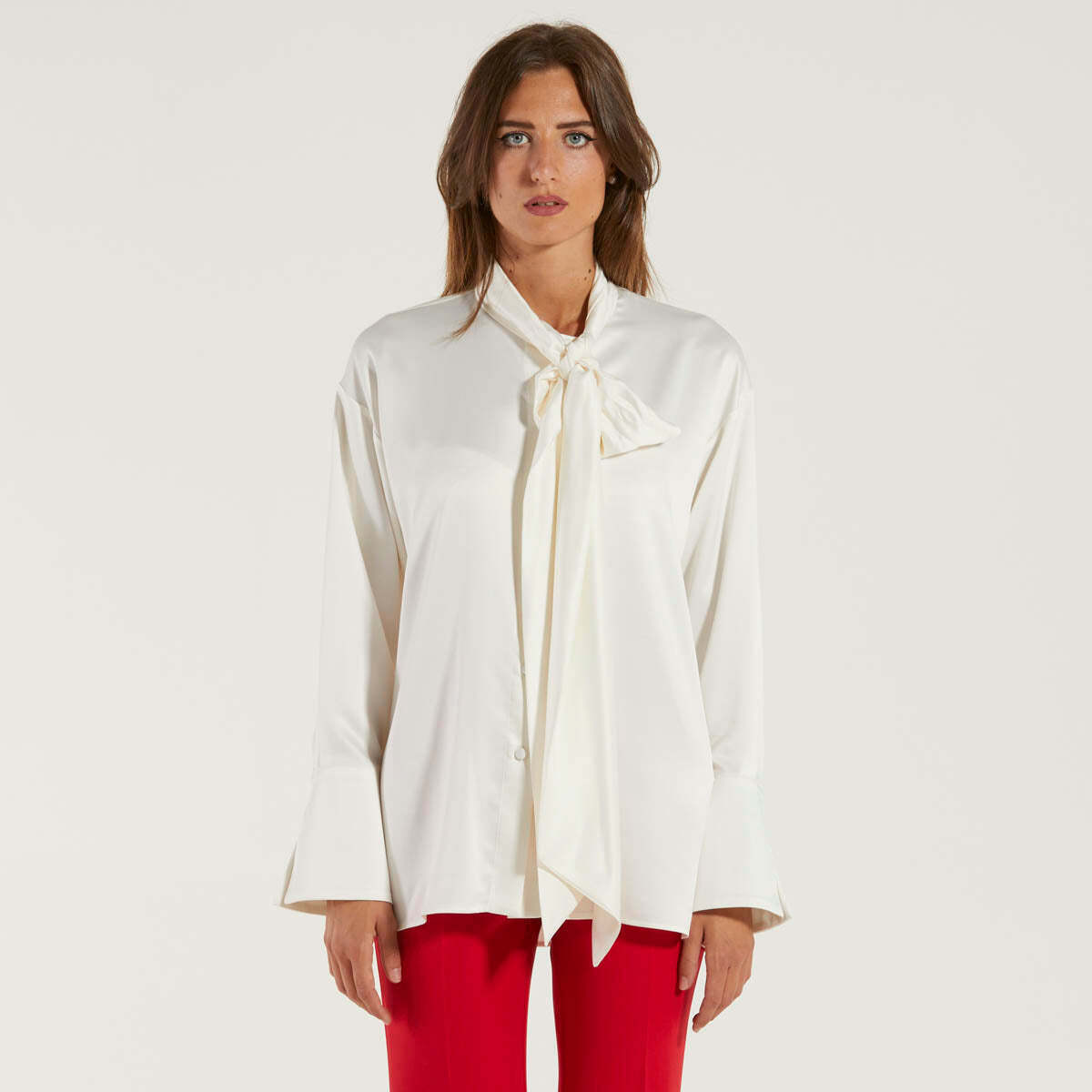Abbigliamento Donna Camicie Actualee camicia fiocco tessuto bianco Bianco
