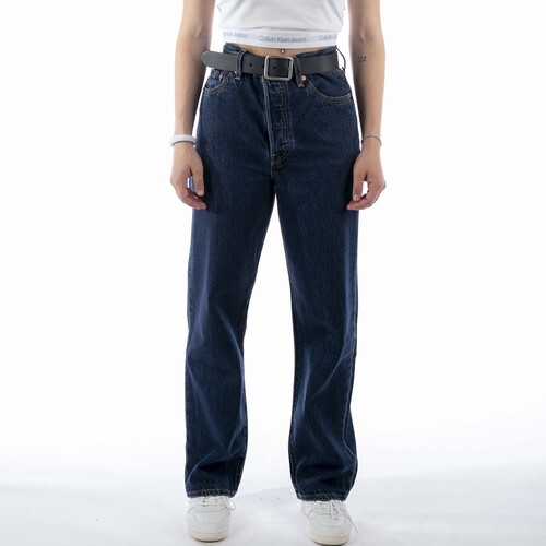 Abbigliamento Donna Jeans Levi's Pantaloni   Ribcage Straight Noe Dark Mineral Blu