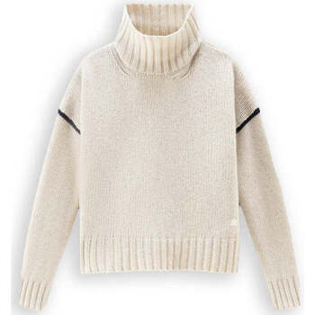 Abbigliamento Donna Felpe Woolrich Wool Cable' Turtleneck Latte Bianco