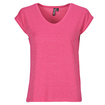 Abbigliamento Donna T-shirt maniche corte Pieces PCBILLO TEE LUREX STRIPES Rosa