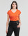 Abbigliamento Donna T-shirt maniche corte Pieces PCBILLO TEE LUREX STRIPES Arancio