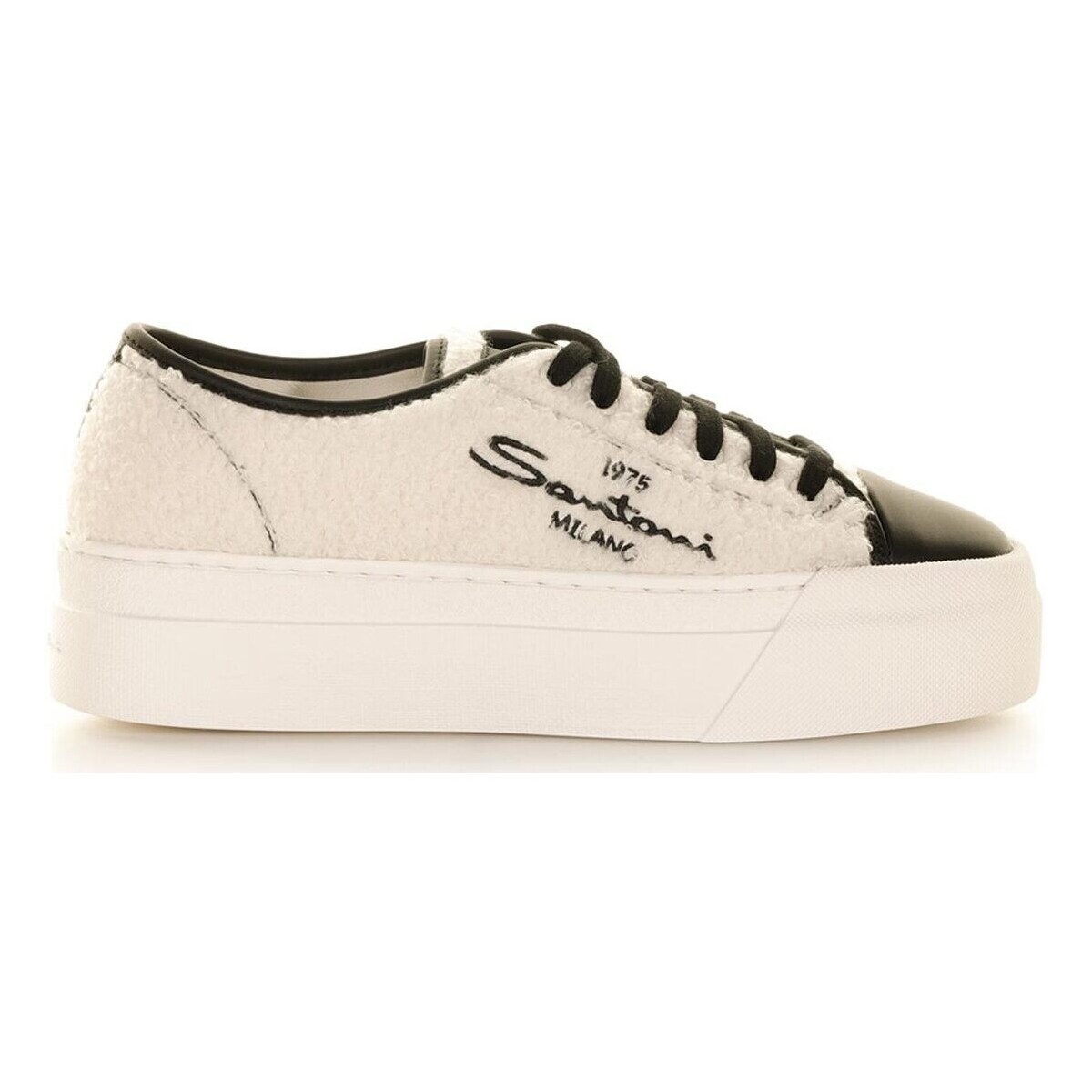 Scarpe Donna Sneakers Santoni Sneaker in pelliccia con logo a contrasto Bianco