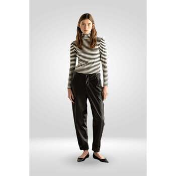 Abbigliamento Donna Pantaloni European Culture Pantalone Cropped in Eco Pelle 0530 8927 Nero