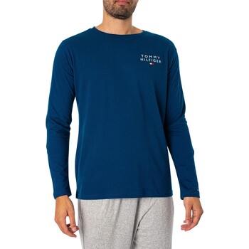 Abbigliamento Uomo Pigiami / camicie da notte Tommy Hilfiger T-shirt a maniche lunghe con logo Lounge Blu