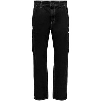 Abbigliamento Uomo Jeans Only & Sons  Onsedge Loose Car Black Raw 4973 Jeans Nero