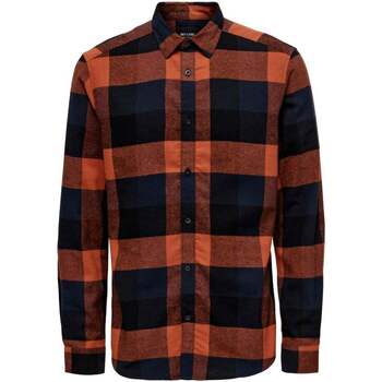 Abbigliamento Uomo Camicie maniche lunghe Only & Sons  Onsgudmund Life Ls 3T Check Shirt Arancio