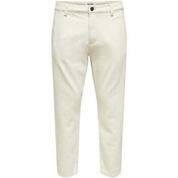 Abbigliamento Uomo Pantaloni Only & Sons  Onsavi Beam Chino Twill Pk 1540 Bianco