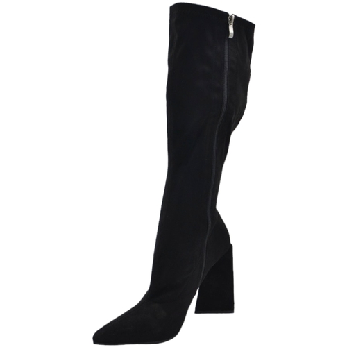 Scarpe Donna Stivali Malu Shoes Stivali donna nero camoscio a punta con tacco largo asimmetrico Nero