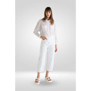 Abbigliamento Donna Pantaloni European Culture Pantalone Cropped Tinto Capo 056U 3881 Bianco