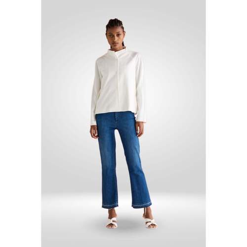 Abbigliamento Donna Pantaloni European Culture Jeans a Zampa con Sfrangiatura 06BU 4109 Blu