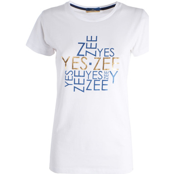 Abbigliamento Donna T-shirt & Polo Yes Zee T222 T901 Bianco
