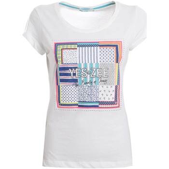 Abbigliamento Donna T-shirt & Polo Yes Zee T257 S104 Bianco