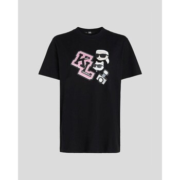 Abbigliamento Donna T-shirt & Polo Karl Lagerfeld 240W1727 OVERSIZED IKONIK VARSITY TEE Nero