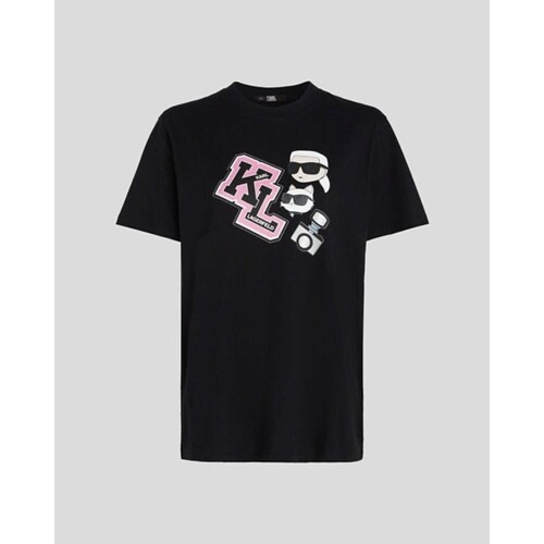 Abbigliamento Donna T-shirt & Polo Karl Lagerfeld 240W1727 OVERSIZED IKONIK VARSITY TEE Nero
