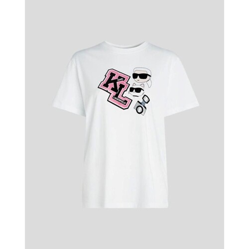 Abbigliamento Donna T-shirt & Polo Karl Lagerfeld 240W1727 OVERSIZED IKONIK VARSITY TEE Bianco