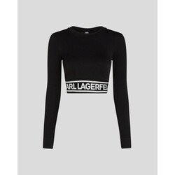 Abbigliamento Donna Maglioni Karl Lagerfeld 240W1716 SEAMLESS LOGO Nero