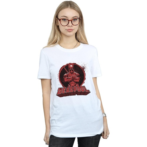 Abbigliamento Donna T-shirts a maniche lunghe Deadpool Arms Crossed Bianco
