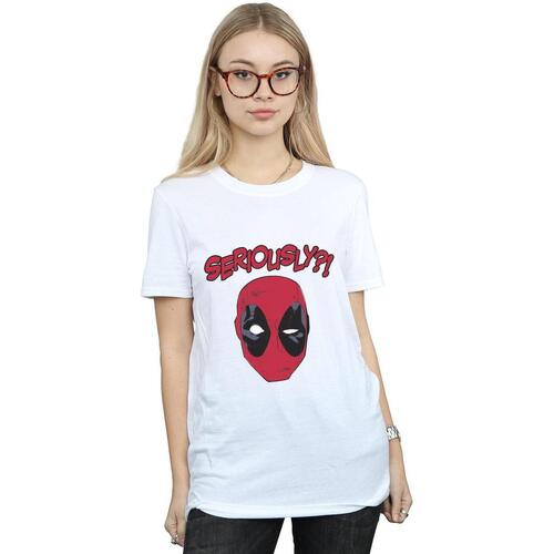 Abbigliamento Donna T-shirts a maniche lunghe Deadpool Seriously Bianco