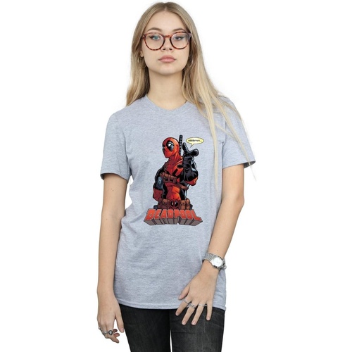 Abbigliamento Donna T-shirts a maniche lunghe Deadpool Hey You Grigio