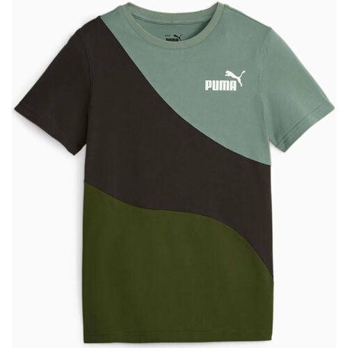 Abbigliamento Bambino T-shirt & Polo Puma T-SHIRT POWER CAT TRICOLOR RAGAZZO Verde