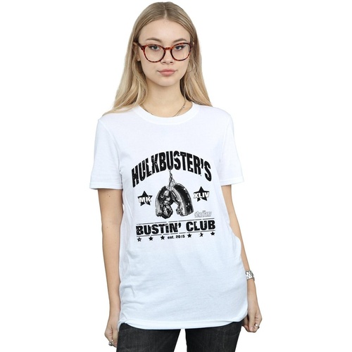 Abbigliamento Donna T-shirts a maniche lunghe Marvel Iron Man Hulkbuster's Bustin' Club Bianco