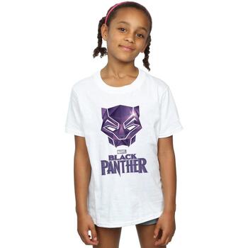 Abbigliamento Bambina T-shirts a maniche lunghe Marvel Black Panther Mask Logo Bianco