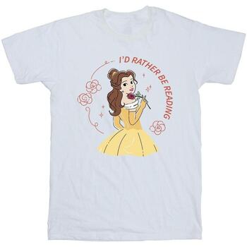 Abbigliamento Bambina T-shirts a maniche lunghe Disney Beauty And The Beast I'd Rather Be Reading Bianco
