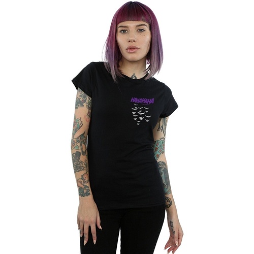 Abbigliamento Donna T-shirts a maniche lunghe Dc Comics Batman Joker Smile Breast Print Nero