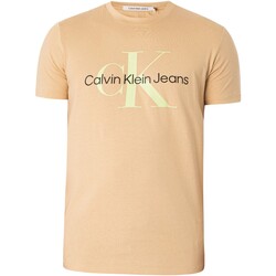 Abbigliamento Uomo T-shirt maniche corte Calvin Klein Jeans T-shirt con monologo stagionale Beige